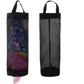 Plastic Bag Holder 2 Packs Mesh Hanging Storage Dispensers (Black, One Size)