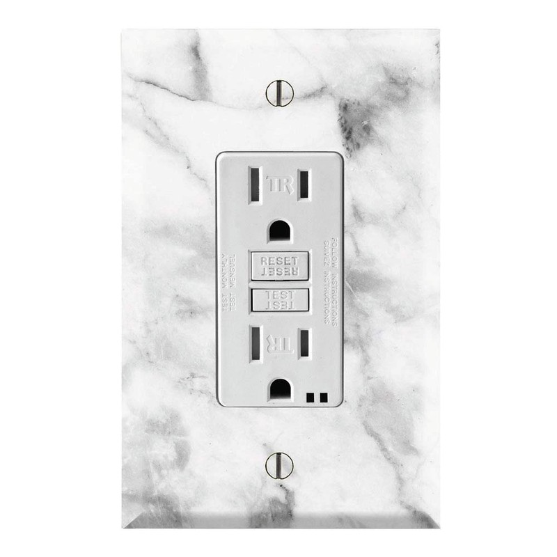 Graphics Wallplates - White Grey Marble Background Print - Single