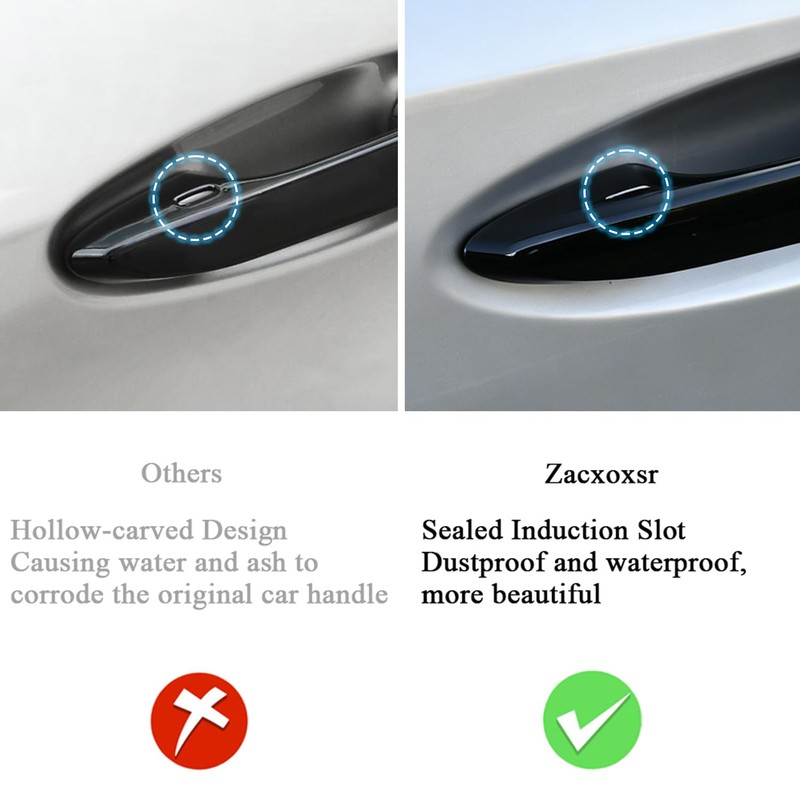 Zacxoxsr No Adhesive Snap-on Car Door Handle Cover Protector Compatible