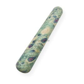 GEMSCITE Gemstone Ruby Zoisite Massage Wand - Rounded Picture Crystal Root Chakra Kundalini Yoga Activator Wand 4"