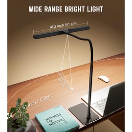 LED Desk Lamp for Home Office with Base, Eye-Caring Architect Task Light with Adjustable Gooseneck 12W USB Adapter Touch Control 5 Dimmable Brightness & Color Tall Lamp for Work,Reading,Craft