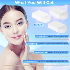 Faciales Cintas Invisibles De Estiramiento Facial Levanta La Piel Flácida 40 Piezas De Cinta Invisible De Levantamiento Facial, Con 4 Bandas Elásticas Ajustables, Parche Reafirmante Facial