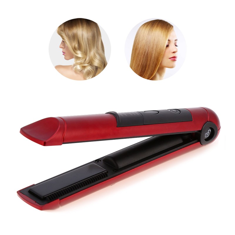 Mini Rechargeable Cordless Hair Curler & Straightener Hair Ironing Device