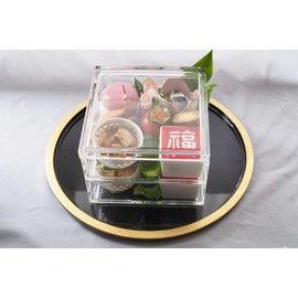 Matsumoto Sangyo JPD J Product Design Double Layer Acrylic Heavy Box Heavy Stylish (M, Clear) Hors D'oeuvres Cute 2-Tier Picnic, Sports Festival, New Year, Osechi, Cherry Blossom Viewing, 5.9 inches (150 mm) (W) 5.9 inches (150 mm) (D) 4.1 inches (105 mm) (H)