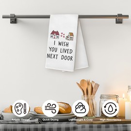 YLZlhb Women Friendship Gifts Kitchen Towels, Best Friend Birthday Gifts for Women, for Sister Bestie Mom Neighbor, I Wish You Lived Next Door Tea Towels Hand Towels 16x24 Inch
