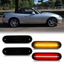 Mynoway LED Side Marker Light Replacement for MX-5 NA NB 1990-2005, Front Rear Smoked Lens Side Parking Position Indicator Lamp Kit Replace OE 232-61317