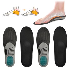 2 par de plantillas para Fascitis Plantar, Plantillas ortopédicas para zapatos con soporte de arco para hombres y mujeres, Confort, Anti Fatiga, Para alivio de pies planos, dolor de pies y talón (Negro, S)