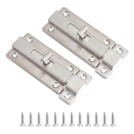 NICENEEDED 2 PCS Bathroom Stall Latches, Barrel Bolt Door Latch Sliding Door Lock Stainless Steel Latch, Mounted Slide Bolt Silver Sliding Lock Bathroom Stall Hardware for Internal Doors
