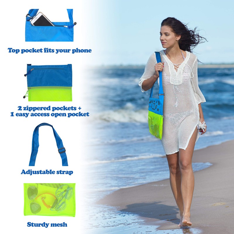 Sand Dipper Shell Collecting Beach Bag (3 Pocket)