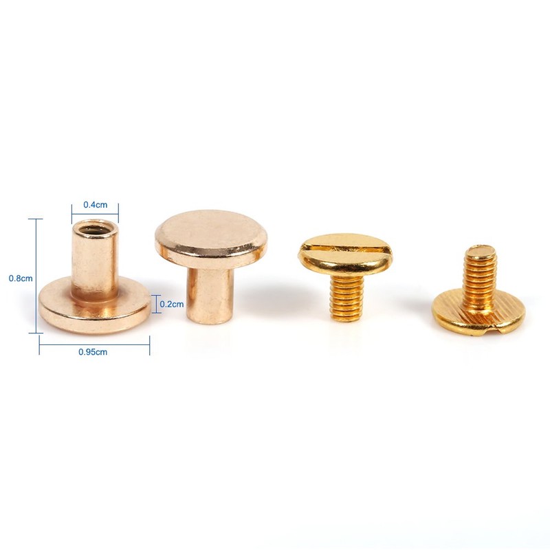 10 Sets Solid Brass Button Stud Screw Nail Screwback for