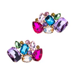 Ruihfas 2Pcs Brilliant Multicolored Crystal Shoe Clips Buckles Rhinestone Removable Decorative Shoes Accessories Decoration for Women