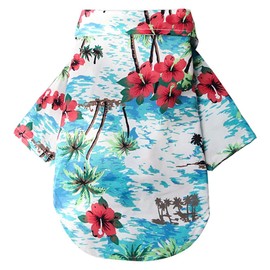 Hawaii Dog Shirts for Small, Summer Dog Shirts, Pet Polo Shirt T-Shirt, Dog Shirt for Small Dogs, Dog Shirt, Printed T-Shirts, Quick-Drying, Breathable, for Small Dogs and Cats (Sea Blue, XXL)