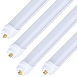 4-Pack, 8 Foot LED Bulbs, 100W 15000lm 6000K Cold White, Super Bright, T8 T10 T12 LED Tube Lights, FA8 Single Pin LED Lights, Frosted Cover, 8 Foot LED Bulbs to Replace Fluorescent Light Bulbs