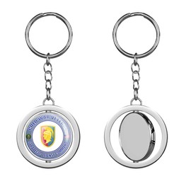 HJ Media U.S. Army Cold War Strategic Defense Command Veteran Metal Round Spinning Metal Key Chain Keychain Ring