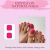 24Pcs Rose Red French Tip Press on Toenails – Short