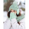 4 PCS Mint Green Ombre Winter Set for Women, Knit