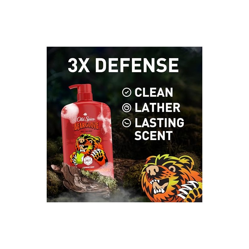 Old Spice Wild Bearglove Scent Body Wash for Men, 30.0