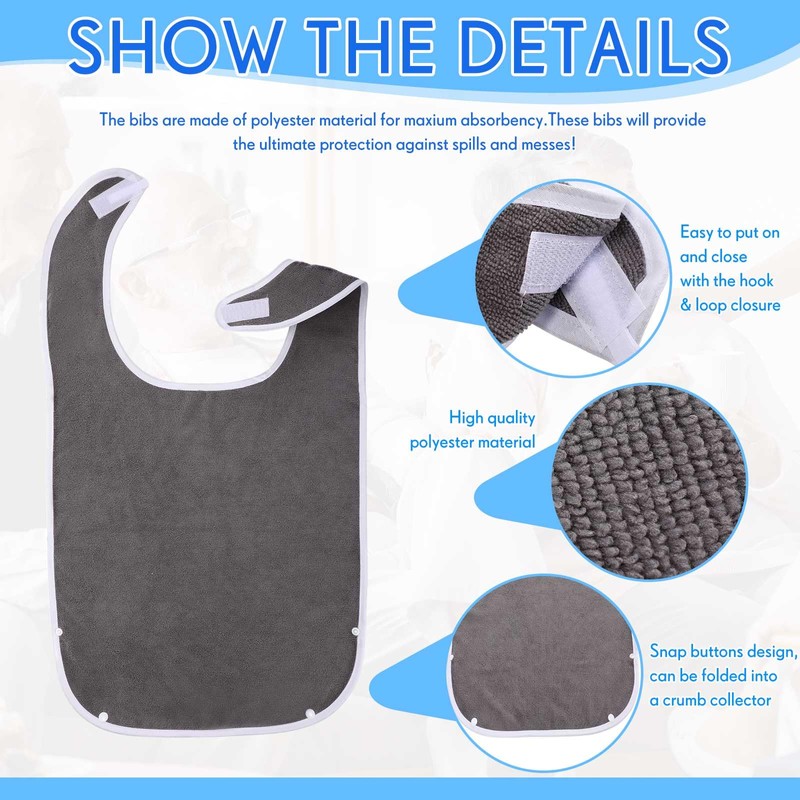 Jeere 10 Pcs Adult Bibs Washable Clothing Protector for Men
