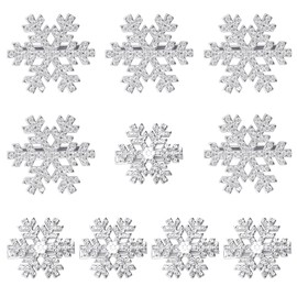 MELLIEX Pack of 10 Christmas Snowflakes Hair Clips, Christmas Hair Accessories with Glitter Rhinestones Silver Snowflakes Christmas Hair Clip for Women Girls