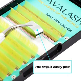 VAVALASH Colored Easy Fan Eyelash Extensions 0.07 C Curl 8-15mm Mixed Tray Yellow Self Fanning Lashes 2D-10D Colorful Volume lash extensions（Yellow,0.07-C-8-15 Mix）
