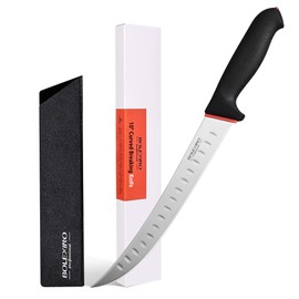 BOLEXINO 10-inch Curved Breaking Knife W/Sheath & SoftGrip Handle, Sharp Premium Butcher Knife Made of High Carbon Stainless Steel For Meat Cutting