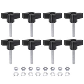 HARFINGTON 8pcs Tee Wing Knobs M5 x 30mm Metric Thread 36mm Z/T Head Plastic Handles Thumb Screws Hand Clamping Threaded Stud Knob Grip Thumbscrew with Nuts Washers, Black