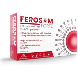 Szio+ Ferosom Forte LCE Liposomal Iron – Iron Supplement Capsule Gentle on the Stomachs – 30g Elemental Iron with Vitamin C – One-A-Day Easy to Swallow Iron Pills for Women and Men, 20 Vegan Iron Capsules