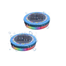SLENRGIOT Solar Swimming Pool Lights, Blue, Illuminated Floating Disk Design (RGBW Colorful, 2PACK)