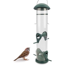 Wildlife Friend, 30 cm Grain Bird Feeder, Green, with 4 Landing Sites, Bird Feeding Station, Feeding Column, Grains, Wild Birds, Feed Silo
