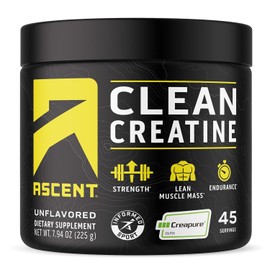 Ascent simply tera's- Clean Creatina Monohidrato Polvo 5G Por Porción, Suplemento de Creatina Creapure Sin Sabor