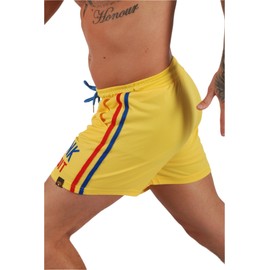 Kronk Iconic Detroit Applique Lined Shorts Yellow Large