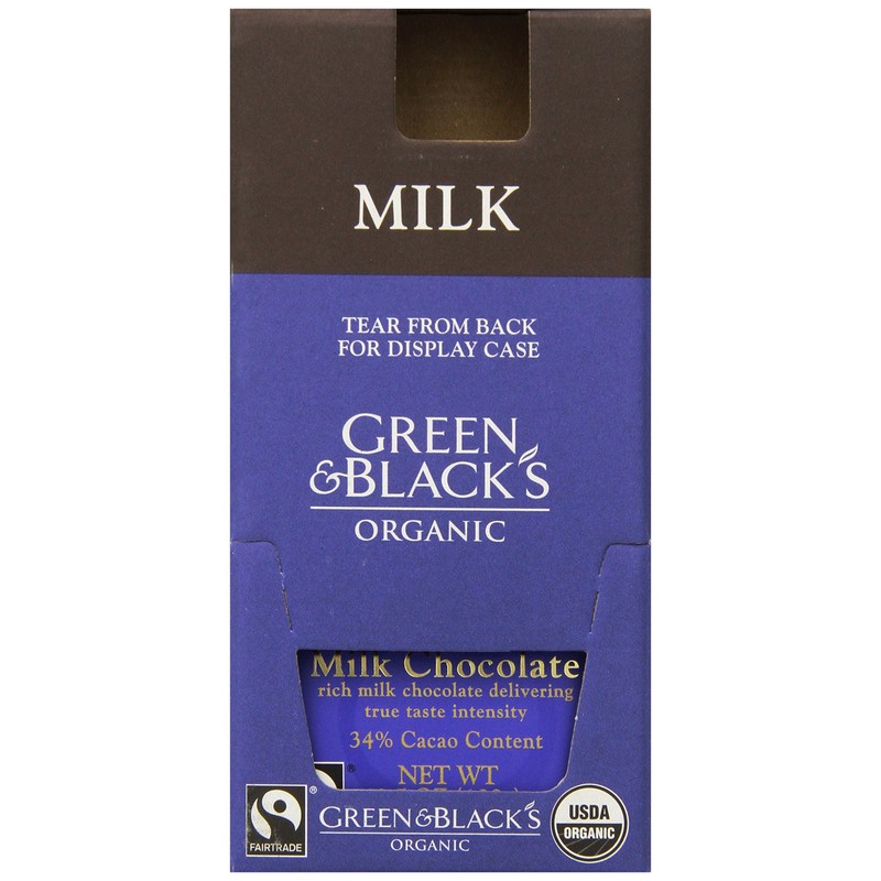 Green & Black's Organic Milk Chocolate, 34% Cacao, 3.5 Ounce