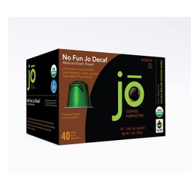 NO FUN JO DECAF: 80 Organic Nespresso Compatible Espresso Pods for Original Line Brewers, Medium/Dark Roast, Recyclable Capsules, Swiss Water Process Decaf, Fair Trade Certified