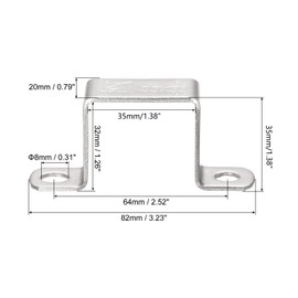 TOP-VIGOR 6Pcs U Shaped Connector Bracket 32 x 37mm 304 Stainless Steel for Door Closed Bar Holder Strut Channel and Fixing Tube Pipe Wire
