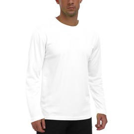 Long Sleeve Shirts for Men UPF 50+ UV Protection Rash Guard Fishing Shirts Moisture Wicking Quick Dry Sun Shirts HH2410 White M