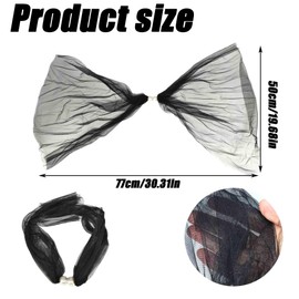 ZAHD Women's Elastic Mesh Loop Scarf with Pearls Lace Scarf Lace Collar Simple Lace Collar Design Lace Collar with Sequins and Beads for Neck Sun Protection Cover Scars, black, S