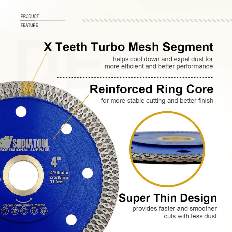 SHDIATOOL Diamond Saw Blade 8 Inch Cutting Disc Porcelain Tile