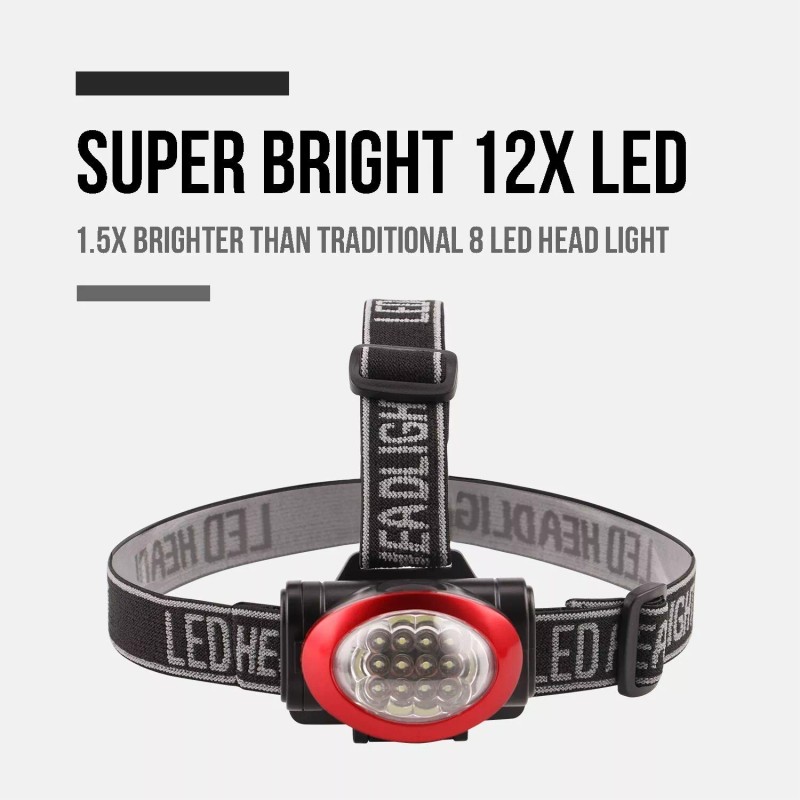 Lichamp Headlamp, 10 Pack 12 LED 3 Mode Portable Head
