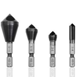 KEWAYO 4PCS Cobalt Single-End Countersink Chamfer Tool Set - Heavy-Duty M35 90-Degree Countersink Bits for Metal, Stainless Steel, Copper, Wood, Fiberboard,SAE 1-4, 2-5, 5-10, 10-15, MM