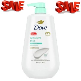 Dove Sensitive Skin Hypoallergenic Liquid Body Wash with Pump, 30.6 Oz