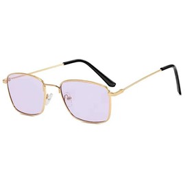 CHICNET Rectangular Sunglasses 400UV Slim Tinted Metal Frame Lenses in Various Colours (Grey, Purple, Brown, Blue, Yellow) and Clear Women Men Vintage Designer Trend 2023, purple, Unit size