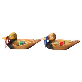 1 Pair Wooden Mandarin Duck Ornament Water Based Paint Romantic Waterproof Mandarin Duck Decor Office Desk Decor for Wedding