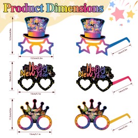 Konsait 2025 New Years Glasses for Kids, 12Pcs Colorful Happy New Years Eve Glasses - 2025 Party Glasses, New Years Eve Party Supplies and New Years Decorations