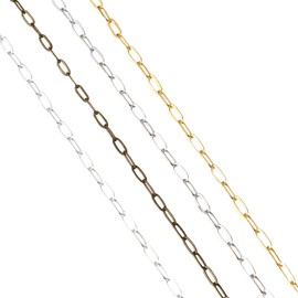 Craftdady 65.6 Feet Brass Paperclip Link Chain 4 Colors Soldered Flat Oval Cable Cross Chain 6x2.6mm with Spool for Jewelry Pendant Necklace Bracelet Making