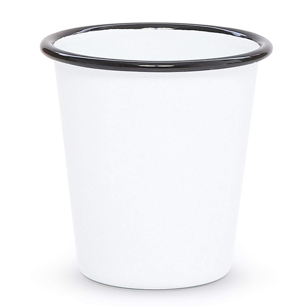 Crow Canyon Home Enamelware Tumbler, 10 ounce, Vintage White/Black (Set