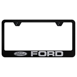 Au-TOMOTIVE GOLD Laser Etched Logo Stainless Steel License Plate Frame for Ford (Black)