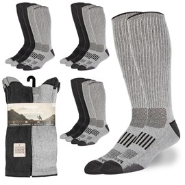 Wrangler Ryder Western Cowboy Boot Socks for Men - Over Calf, Cushioned Sole, Moisture-Wicking, Durable Design