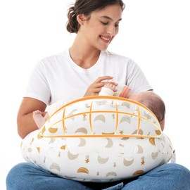 Momcozy Original Nursing Pillow for Breastfeeding-Innovative Safety Guard - Wider Feeding Pillows for More Support for Mom & Baby- Easier Nursing & Hand Free- Fit for All, Removable Cotton Cover