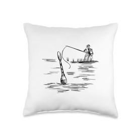 Angel Fishing, lustige Sprüche Angler Fish Comic Graphic for Men Women Children Throw Pillow, 16x16, Multicolor