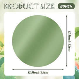 LeonBach 60PCS Sage Green Round Paper Placemats,12.5" Disposable Placemats Decorative Table Mats,Sage Green Round Paper Charger Place Mat for Dining Table Wedding Party Banquet St. Patrick's Day